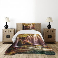 Waterfall Forest Trees Bedspread Set