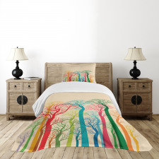 Colorful Abstract Trees Bedspread Set