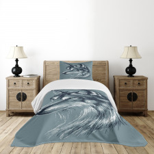 Wild Exotic Wolf Image Bedspread Set