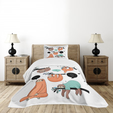 Smiling Sloth Cartoon Bedspread Set