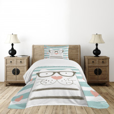 Hipster Cartoon Cat Art Bedspread Set