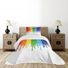 Rainbow Colored Paint Bedspread Set