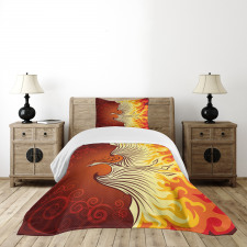Phoenix Bird in Flame Bedspread Set
