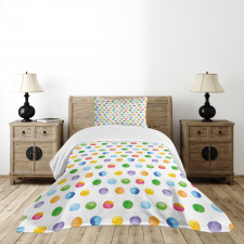 Colored Big Polka Dots Bedspread Set