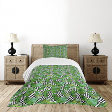 Macro Palm Tree Leaves Bedspread Set