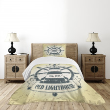 Ship Helm Wheel Retro Bedspread Set