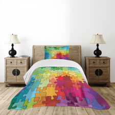 Colored Hobby Puzzle Bedspread Set