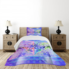 Myhtical Horses Floral Bedspread Set