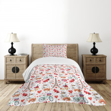 Paris Valentines Day Bedspread Set