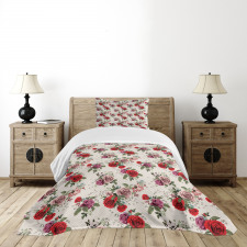 Romantic Flowers Leaves Bedspread Set