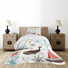 Pastel Marine Elements Bedspread Set