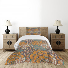 Flowers and Peacock Bedspread Set