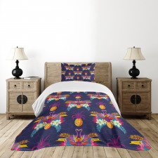 Vivid Flowers Pineapples Bedspread Set