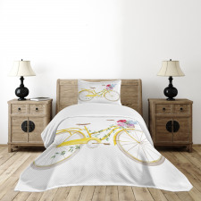 Bicycle with Flowers Bedspread Set