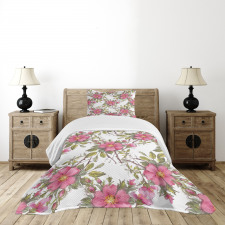 Dog Rose Garden Floral Bedspread Set