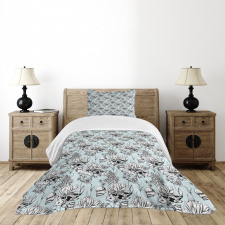 Pond Water Flowers Bedspread Set