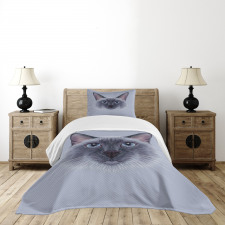 Siamese Cat Portrait Bedspread Set