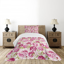 Peonies and Leaf Floral Bedspread Set