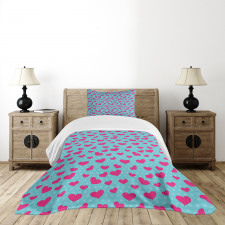 Pink Heart on Polka Dots Bedspread Set