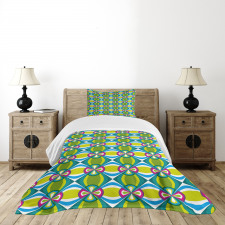 Floral Curvy Checked Bedspread Set