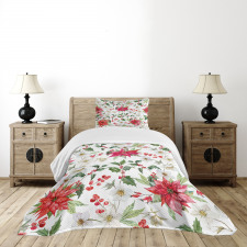 Christmas Flowers Buds Bedspread Set