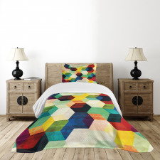 Rhombus Pattern Grunge Bedspread Set
