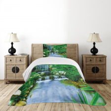 Waterfall Rocks Forest Bedspread Set