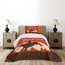 Rodeo Cowboy Rides Bull Bedspread Set