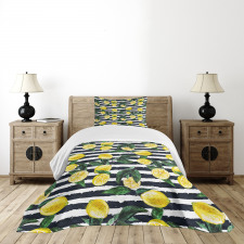 Fresh Lemons Striped Bedspread Set