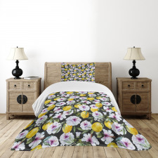 Hibiscus Petals Lemons Bedspread Set