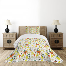 Spring Lemons Leaves Bedspread Set