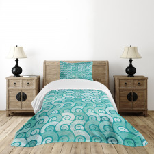 Swirled Spiral Sea Waves Bedspread Set