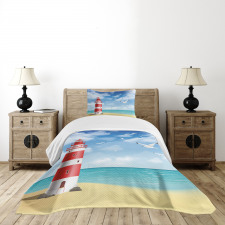 Lighthouse Seagulls Ocean Bedspread Set