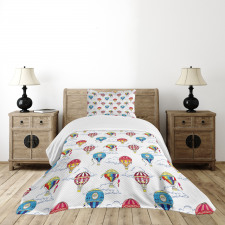 Clouds Hot Air Balloons Bedspread Set