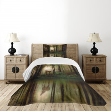 Baby Deer Foggy Lake Bedspread Set