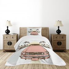 Retro Auto Sport Palms Bedspread Set