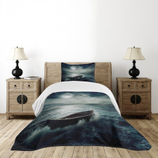 Boat in Ocean Bedspread Set