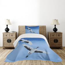 Red Crowned Cranes Japan Bedspread Set