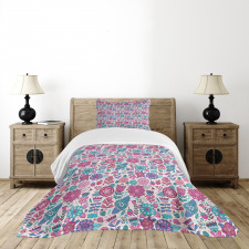 Doodle Peonies Tulips Bedspread Set