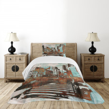 Urban Abstract Cityscape Bedspread Set