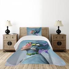 Woman Oceanic Hairstyle Bedspread Set