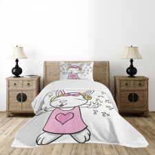 Cartoon Rock Star Bunny Bedspread Set