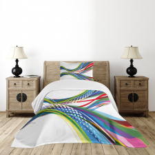Abstract Wave Ombre Bedspread Set
