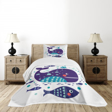Ocean Cartoon Big Fish Bedspread Set