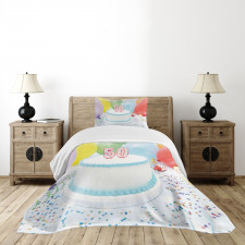 Age 50 Cake Party Bedspread Set