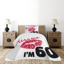 Kiss Me I am 60 Words Bedspread Set