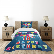 18 Birthday Balloons Bedspread Set