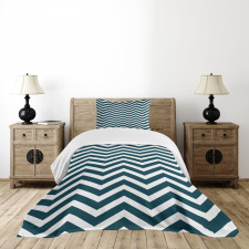 Zigzag Chevron Blue Lines Bedspread Set