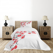 Japanese Flowers Ivy Bedspread Set