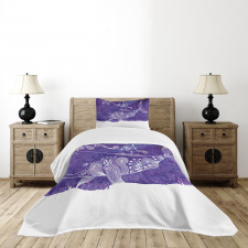 Watercolor Fish Floral Bedspread Set